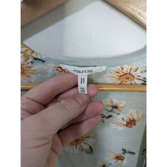 Maurices Green Floral Open Front Kimono Coverup - One Size - Picture 4 of 4